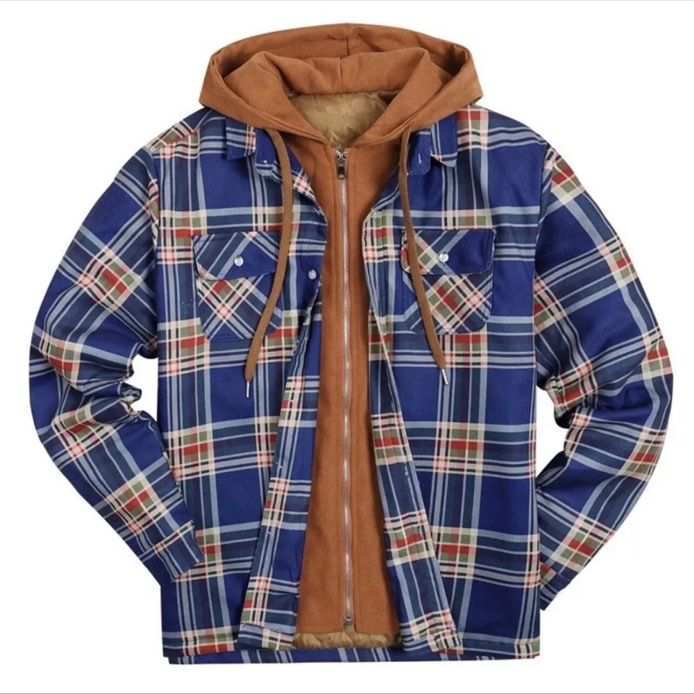Men Long Sleeve Padded Hooded Warm Winter Jacket / Navy/3XL